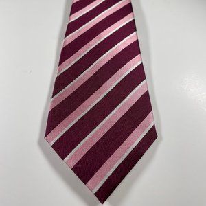 Silk Giorgio Armani Tie W/Burgundy, Pink & White Diagonal Stripes